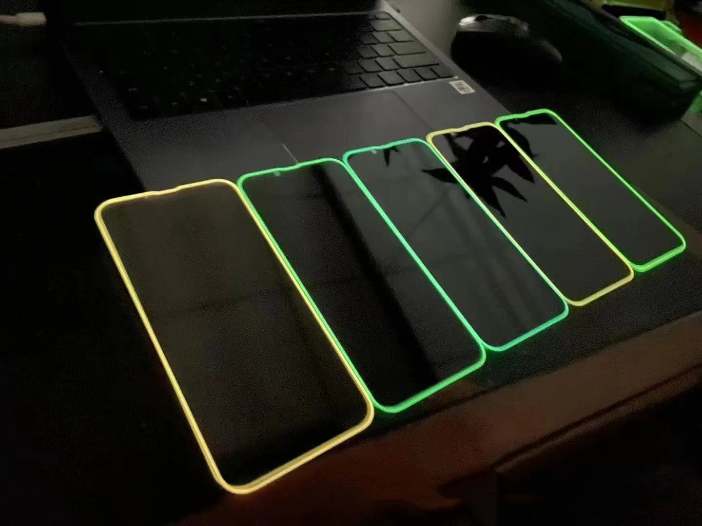 Fluorescent tempered glass screen protector for iPhone with luminous glow effect