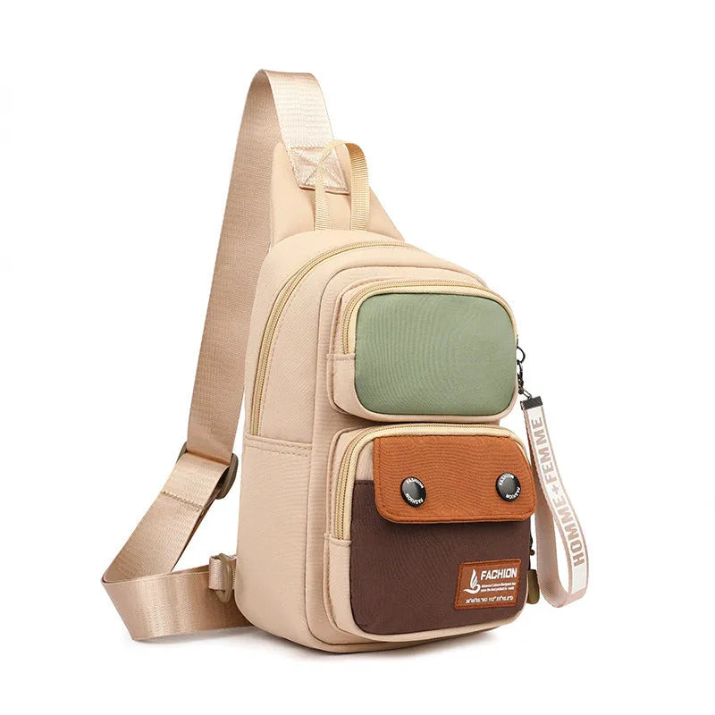 Nylon crossbody shoulder bag with multifunctional storage compartments in three colour options