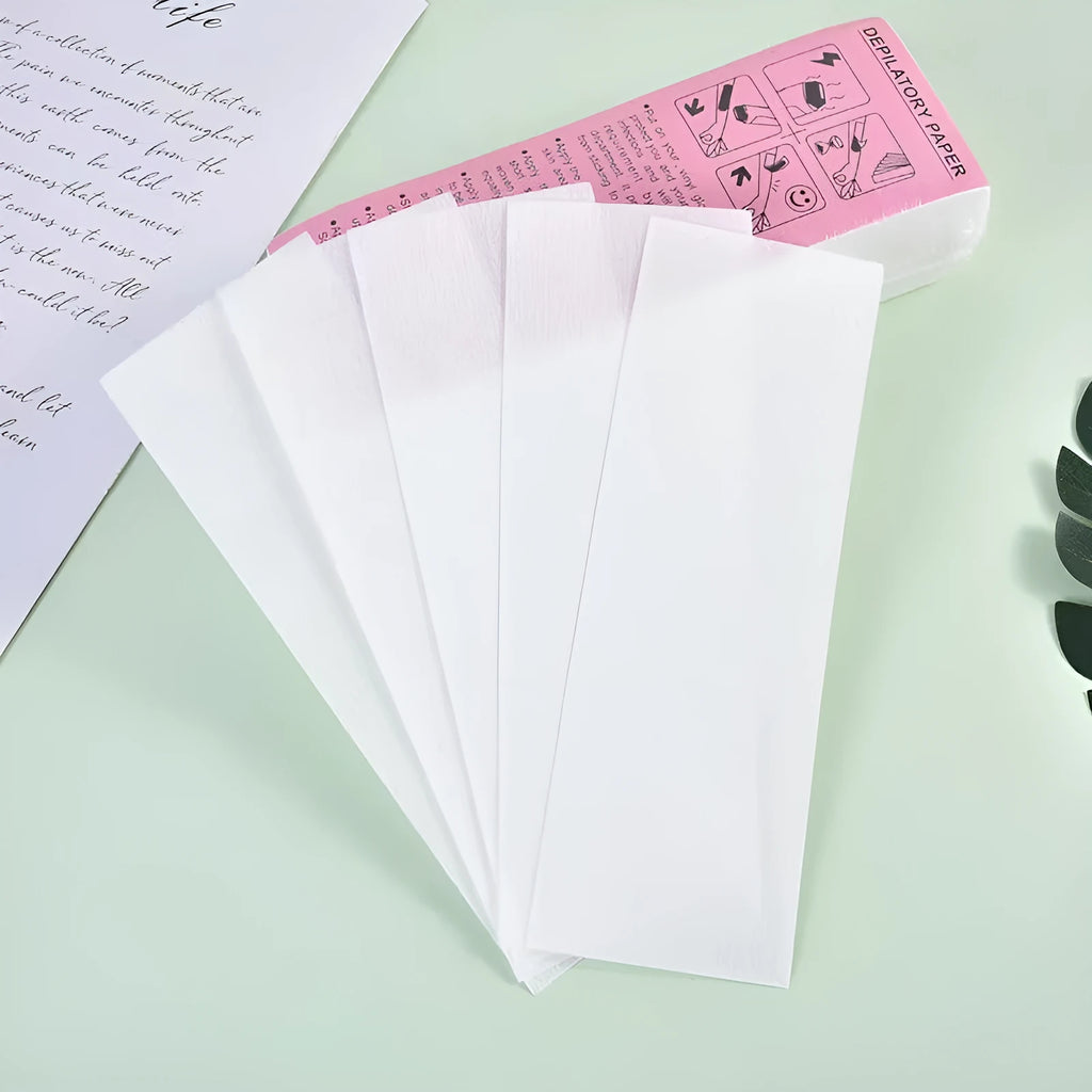 Non-woven fabric wax hair removal strips in disposable packaging for body and facial depilation