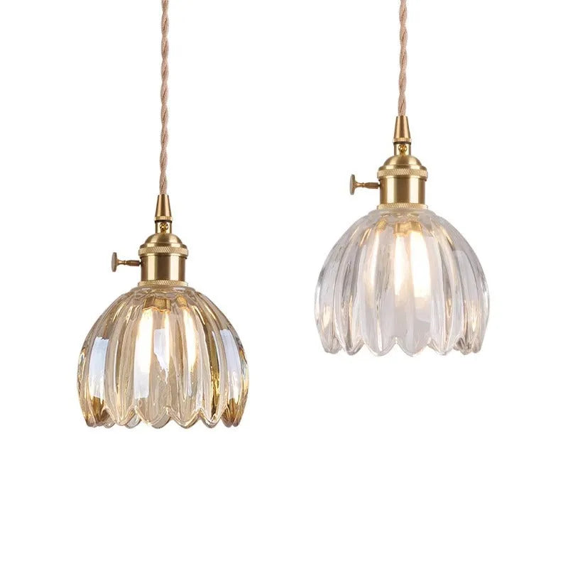 Vintage glass flower chandelier in amber white transparent green and smoky gray for bedroom bedside