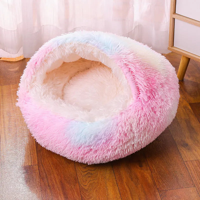 Waterproof cloth dog kennel in semi-enclosed design showing colour and size options