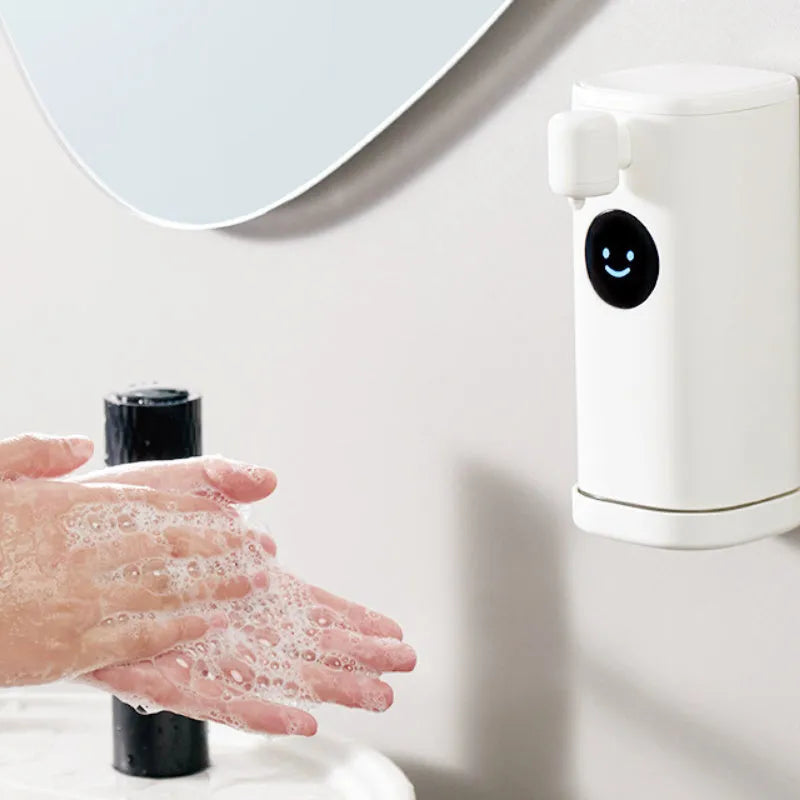 Smile automatic induction foam soap dispenser white ABS wall mounted lithium battery 300ml