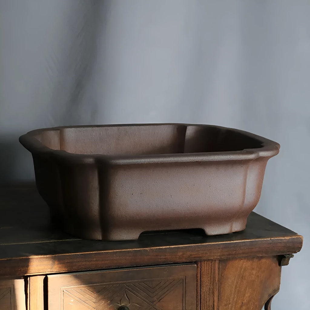 Rectangular purple sand bonsai flower pot in modern simple style