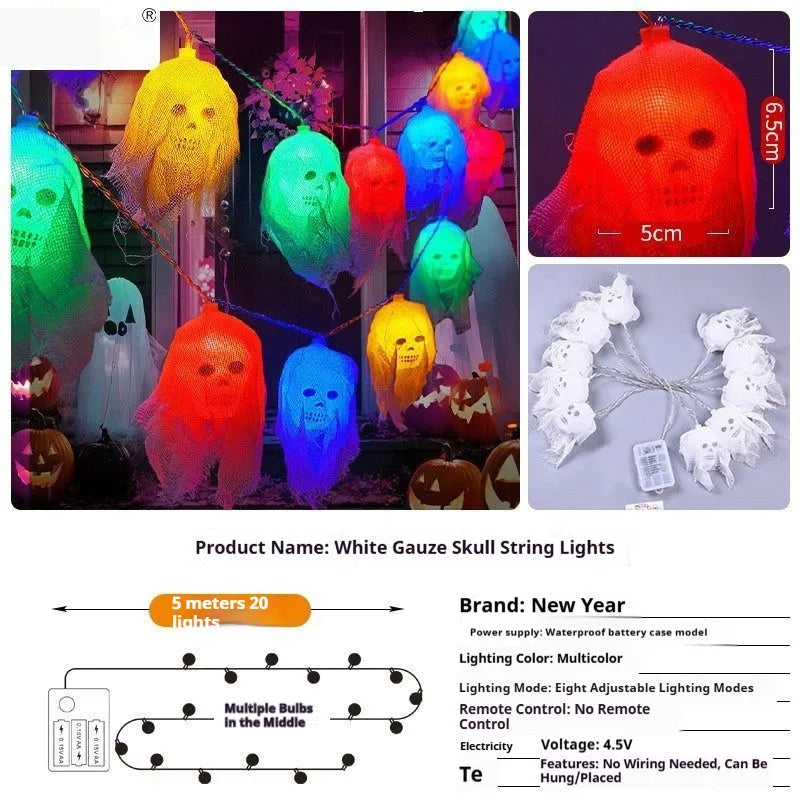 Halloween coloured LED light strings with battery box for indoor wall decoration