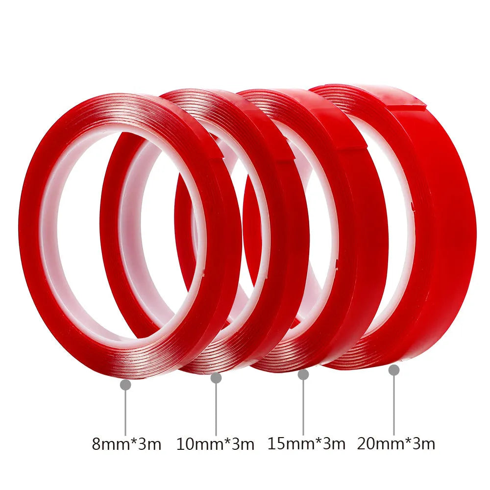 Roll of transparent acrylic foam double sided tape for car stickers and home decoration in 3m length