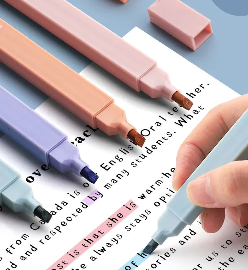 Set of double-ended fluorescent marker pens showing two coloured tips, in mixed and themed pack options.