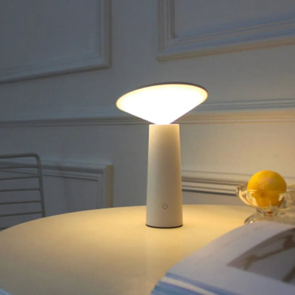 Black and white USB LED table lamp with touch sensor and flip head showing 36 LED light source