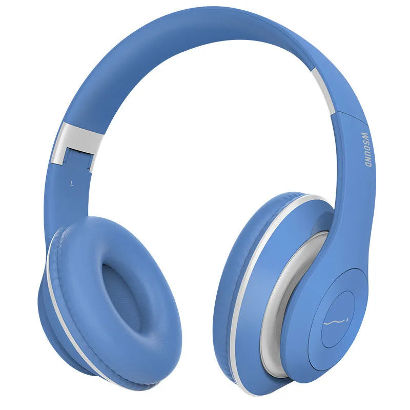 Blue and red wireless stereo Bluetooth headset with bilateral ears design