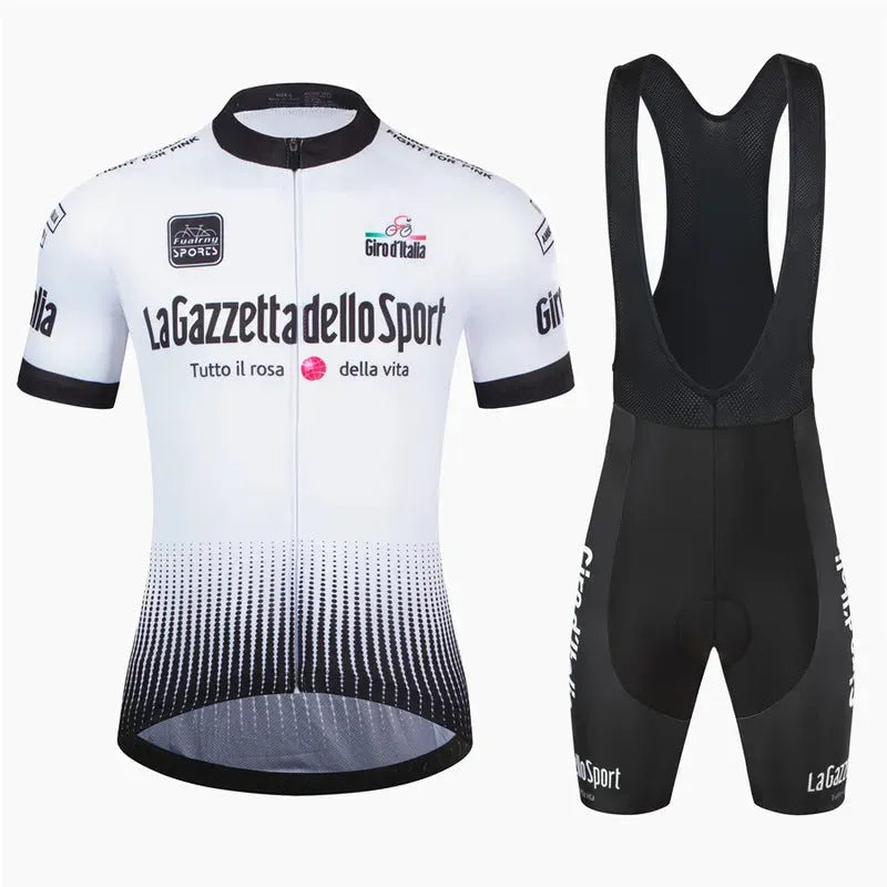 Cycling short sleeve suit in polyester fabric for road biking, available in multiple colours and sizes