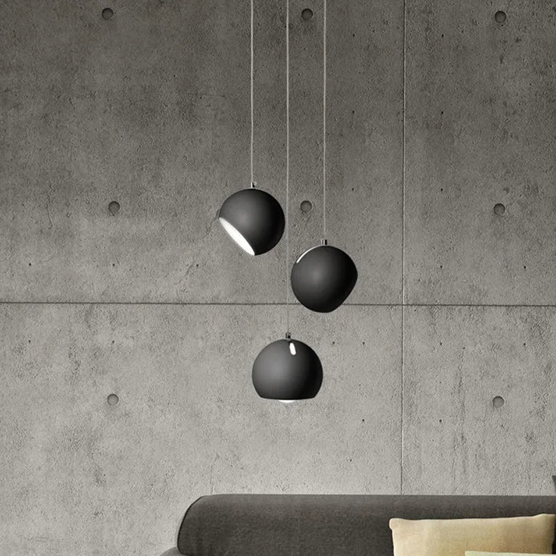 Modern ball chandelier table lamp in moon white or black with single or three-head LED lighting