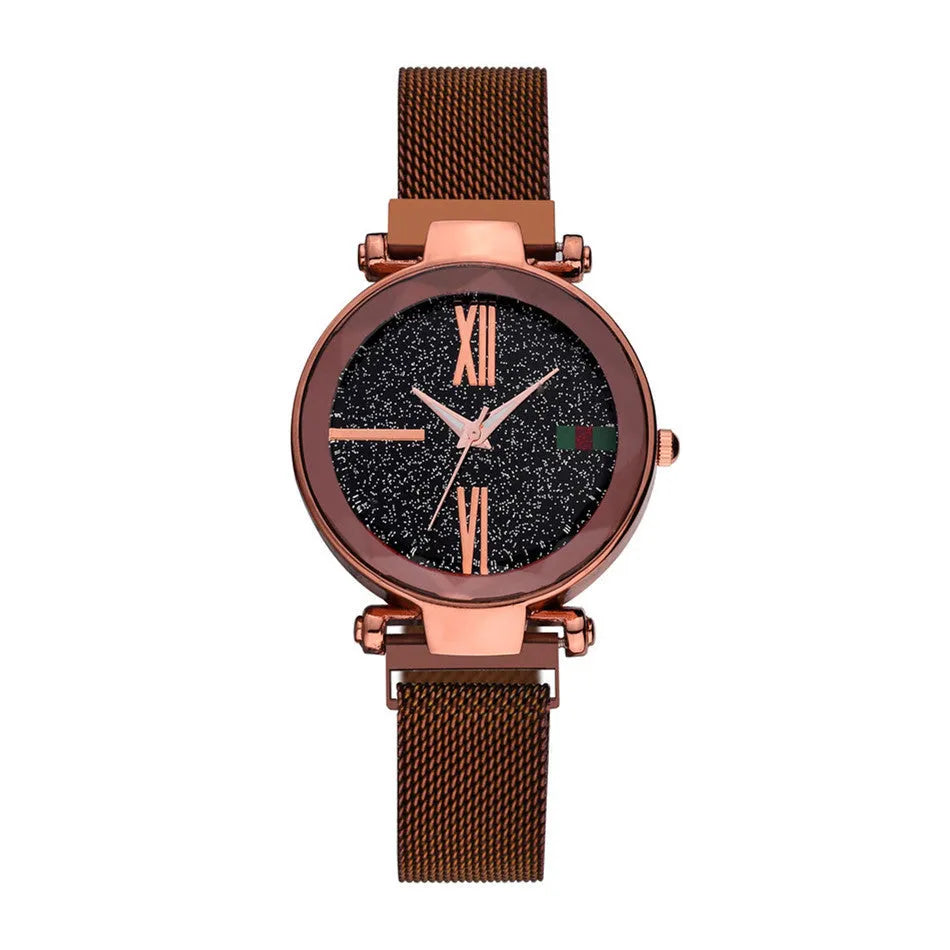 Ladies' magnet watch with stainless steel strap, 32mm round dial, available in six colours