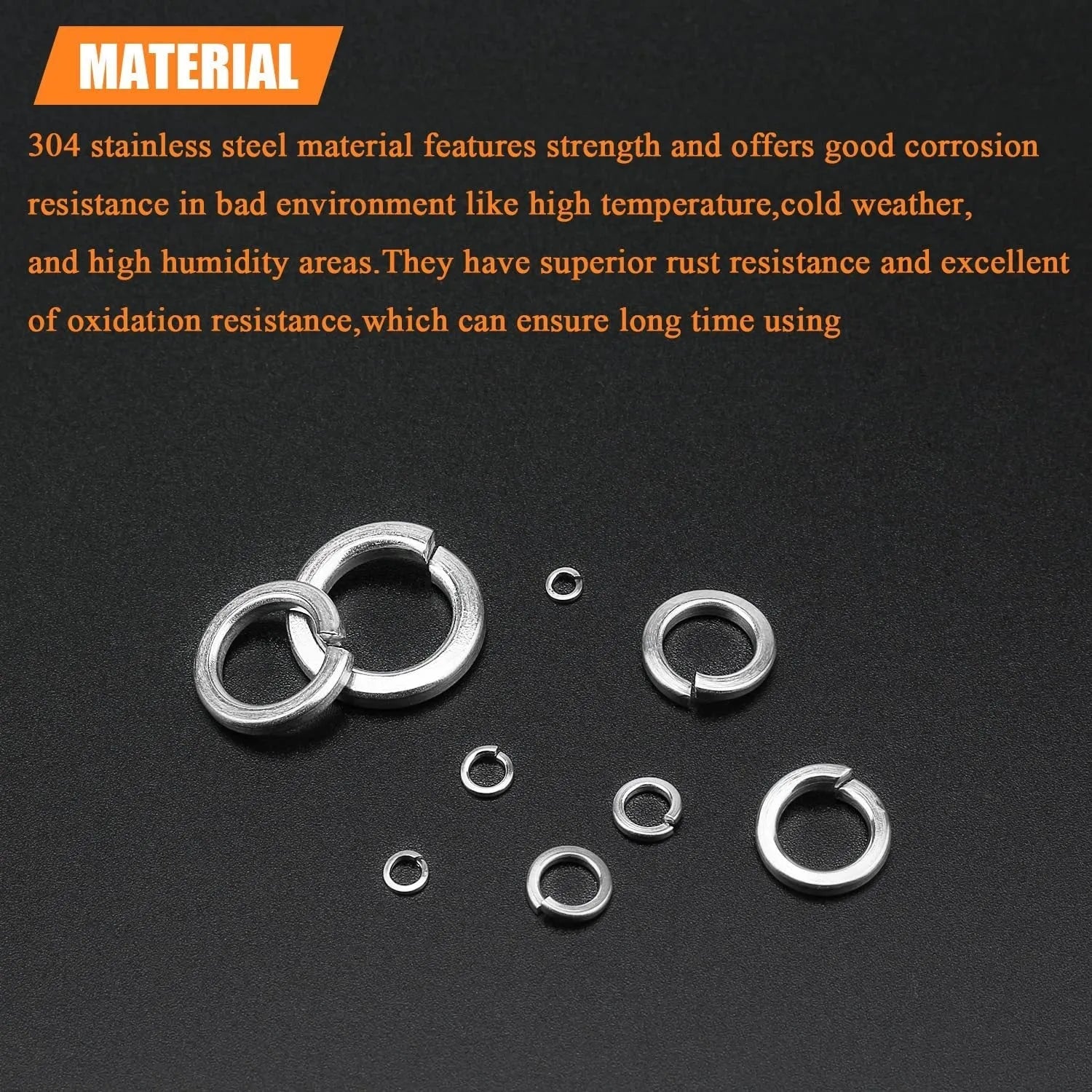 304 stainless steel spring lock washer combination box containing 900 pieces with size range 2-12mm