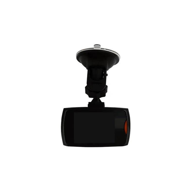 Compact black 1080P night vision dash camera with wide-angle lens mounted on car windscreen