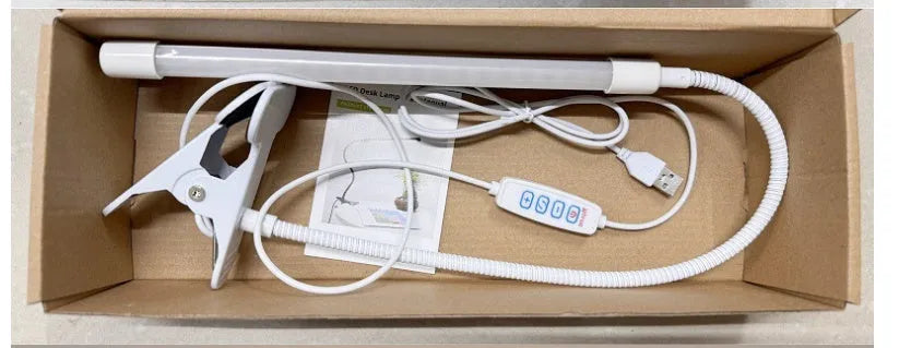 Black and white LED desk lamp with 26cm length and USB power cable