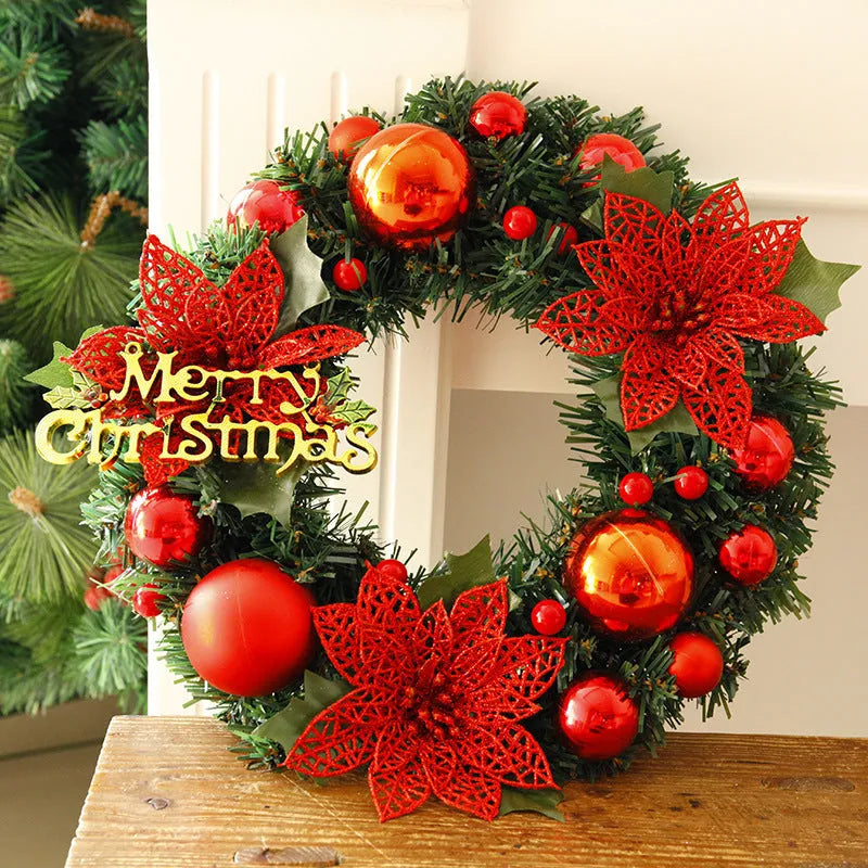 30cm diameter multicolor plastic Christmas wreath decoration for door or wall display