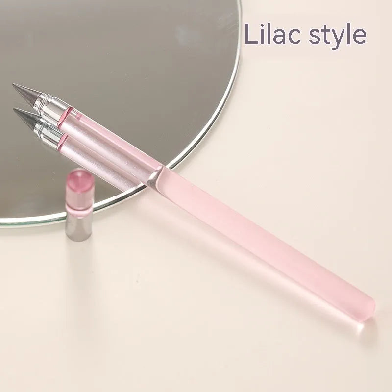 Transparent acrylic mechanical pencil with alloy tip showing colour lead options
