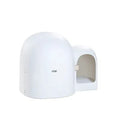 Oversized fully enclosed cat litter box in ABS plastic showing aurora white, moss green, and milk tea colour options.