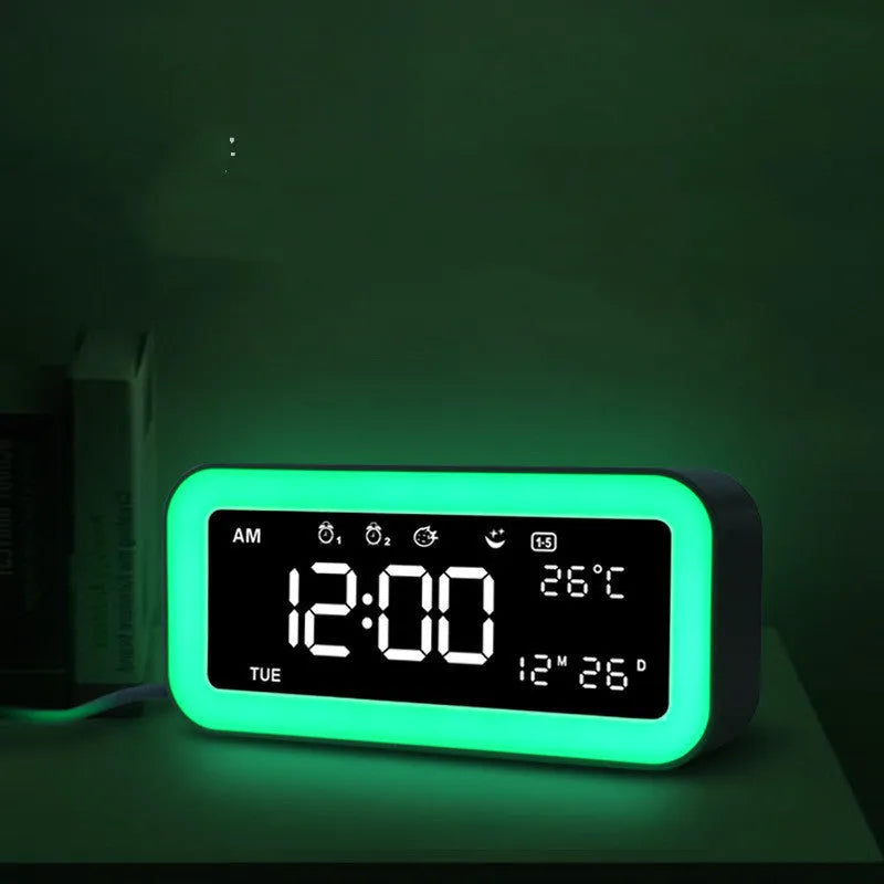 American-style rectangular blue LED atmosphere alarm clock with digital display