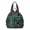 Outdoor nylon backpack with sandwich pockets showing black, khaki and green colour options