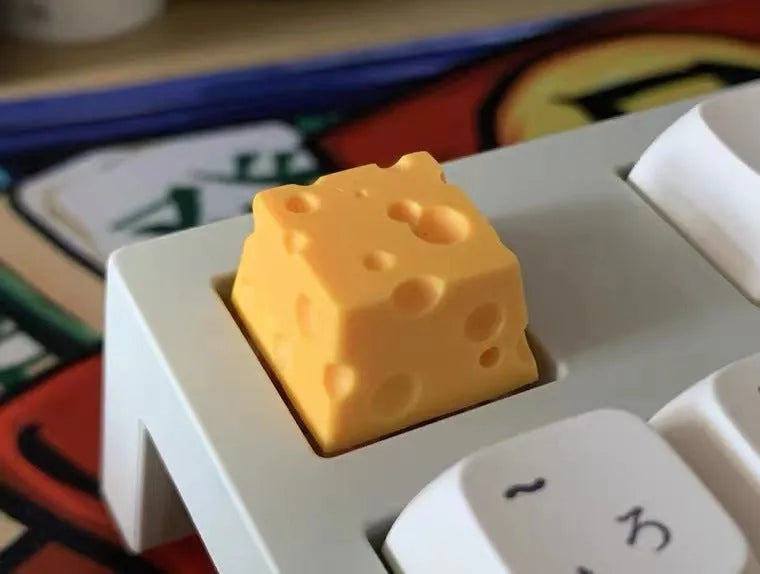 Yellow resin cheese wedge keycap for Cherry MX mechanical keyboards
