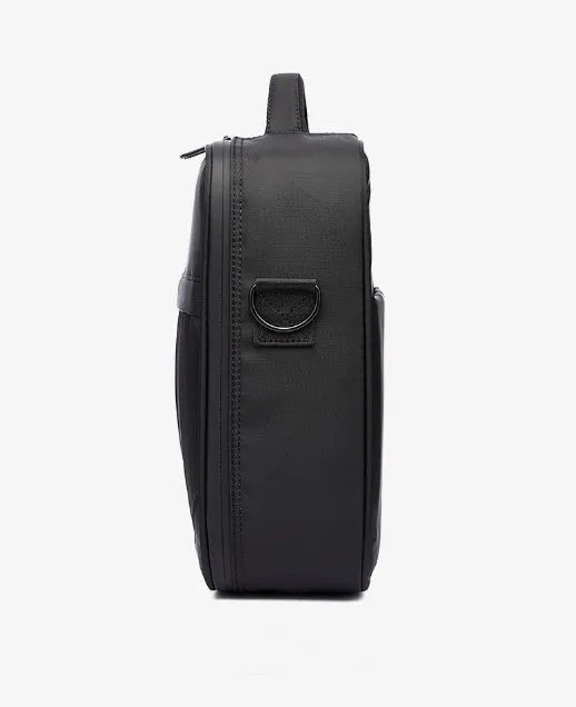 Black men's messenger shoulder bag made from Oxford fabric, showing its structured form.