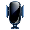 Smart car bracket with flexible gooseneck arm and adjustable device head in black, blue, and silvery colours