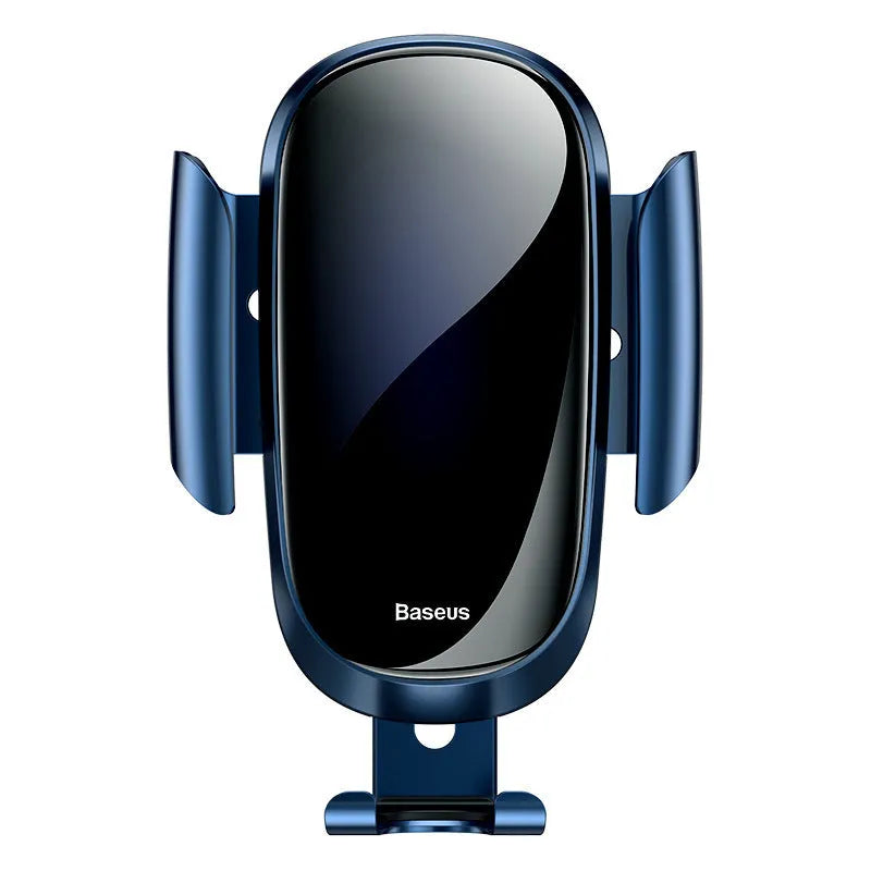 Smart car bracket with flexible gooseneck arm and adjustable device head in black, blue, and silvery colours