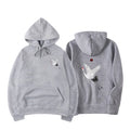 Front view of black cotton hip hop hoodie with embroidered detailing, size M