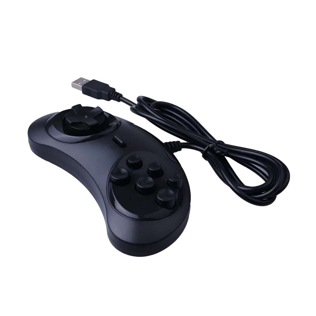 Black Sega USB computer game controller with 1.8 metre wired connection for PC gaming