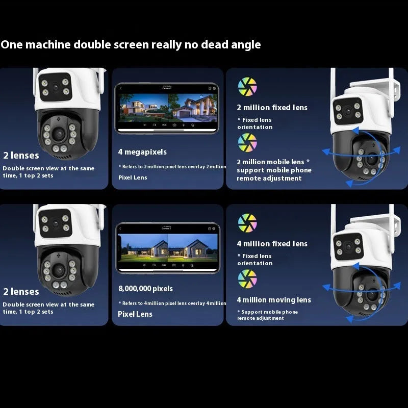 Wireless outdoor security camera with dual-screen remote monitoring capability and 3MP resolution