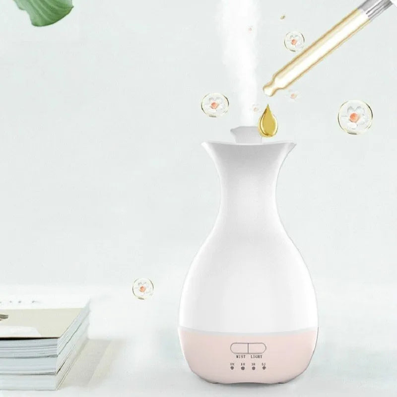 White ultrasonic flower arrangement aroma diffuser with colourful night light and 200ml water tank
