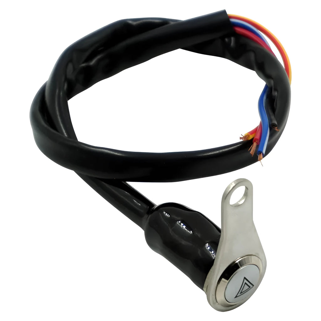 Black stainless steel motorcycle double flash switch with illuminated ring, model KG-057A