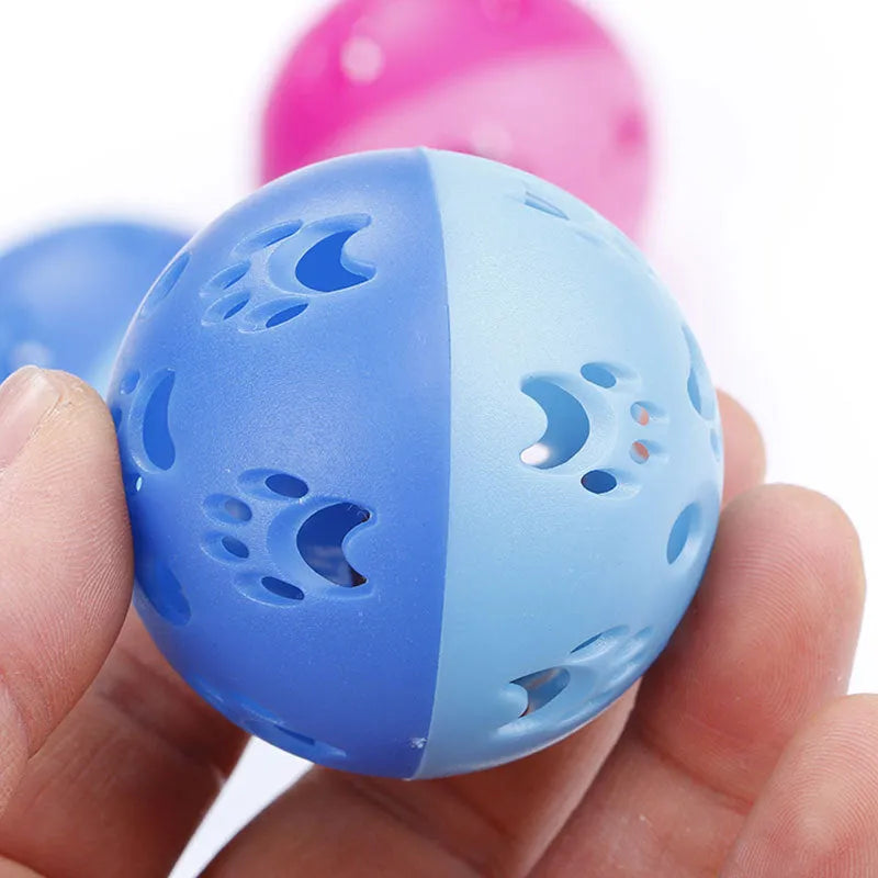 Pethome hollow plastic sounding cat toy ball in pink and blue 5cm diameter