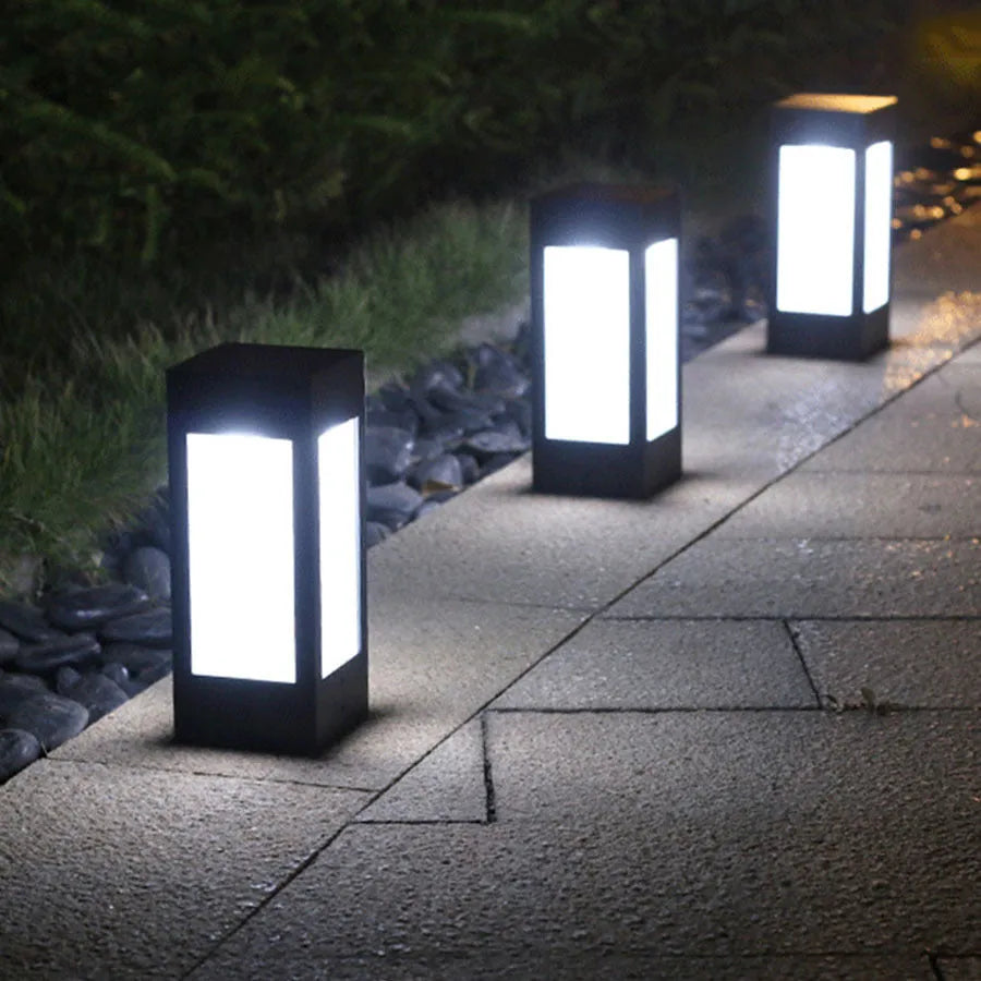 Solar garden lights for outdoor landscape and lawn illumination