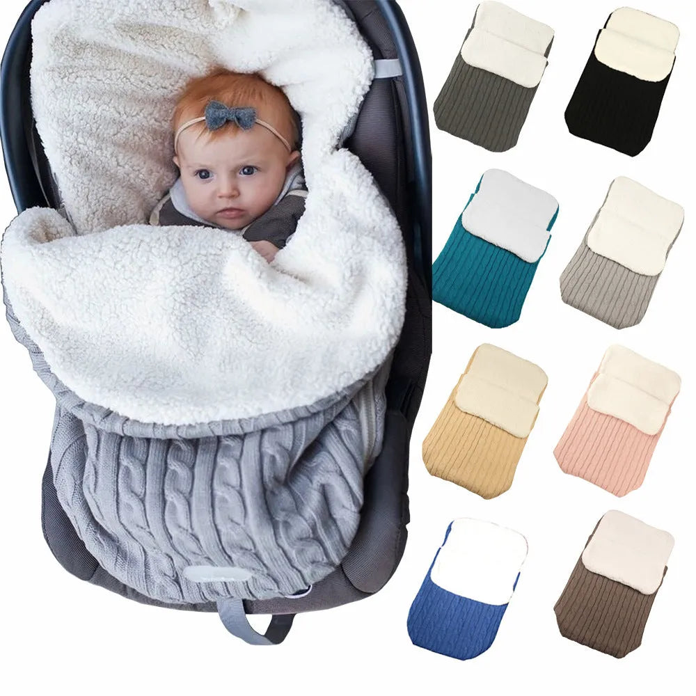 Baby stroller sleeping bag with thick cotton wool filling in envelope design, available in 15 colours including black and beige