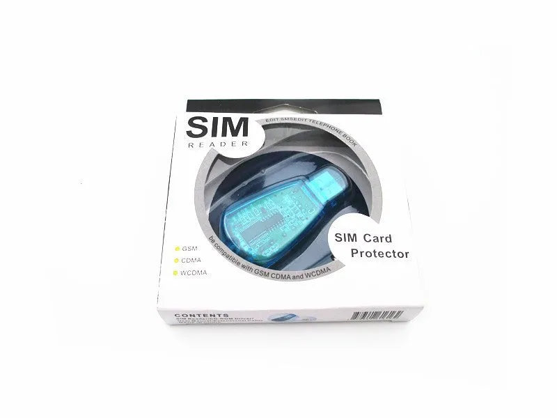 Blue mobile phone SIM card reader with USB 2.0 connector for data backup