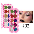Pearlescent heart ten-colour sequins eye shadow palette showing 10 powder shades