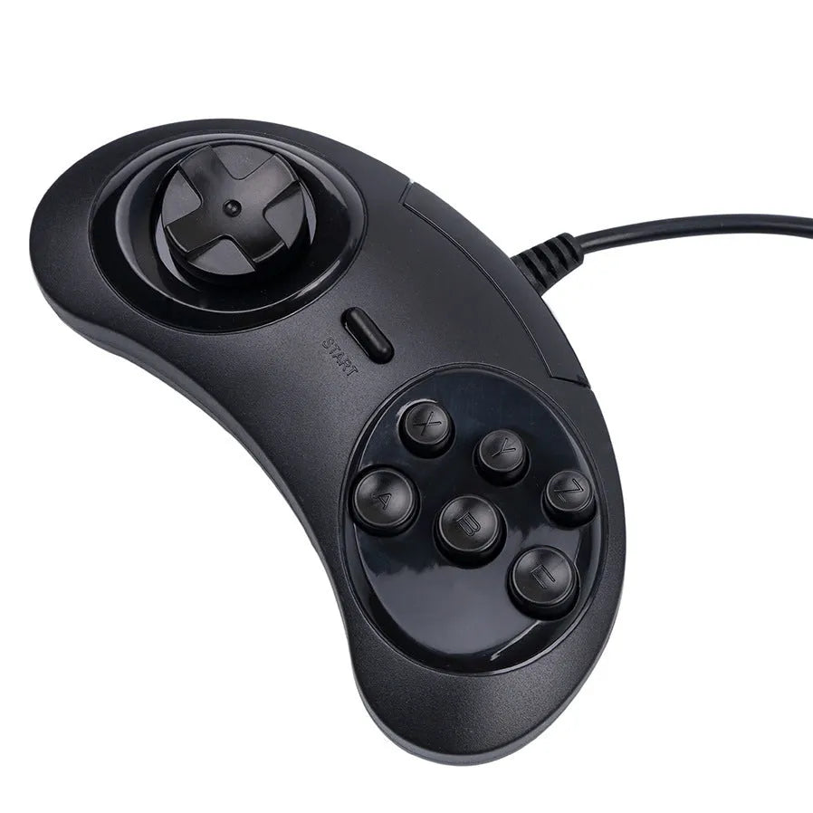 Black Sega USB computer game controller with 1.8 metre wired connection for PC gaming