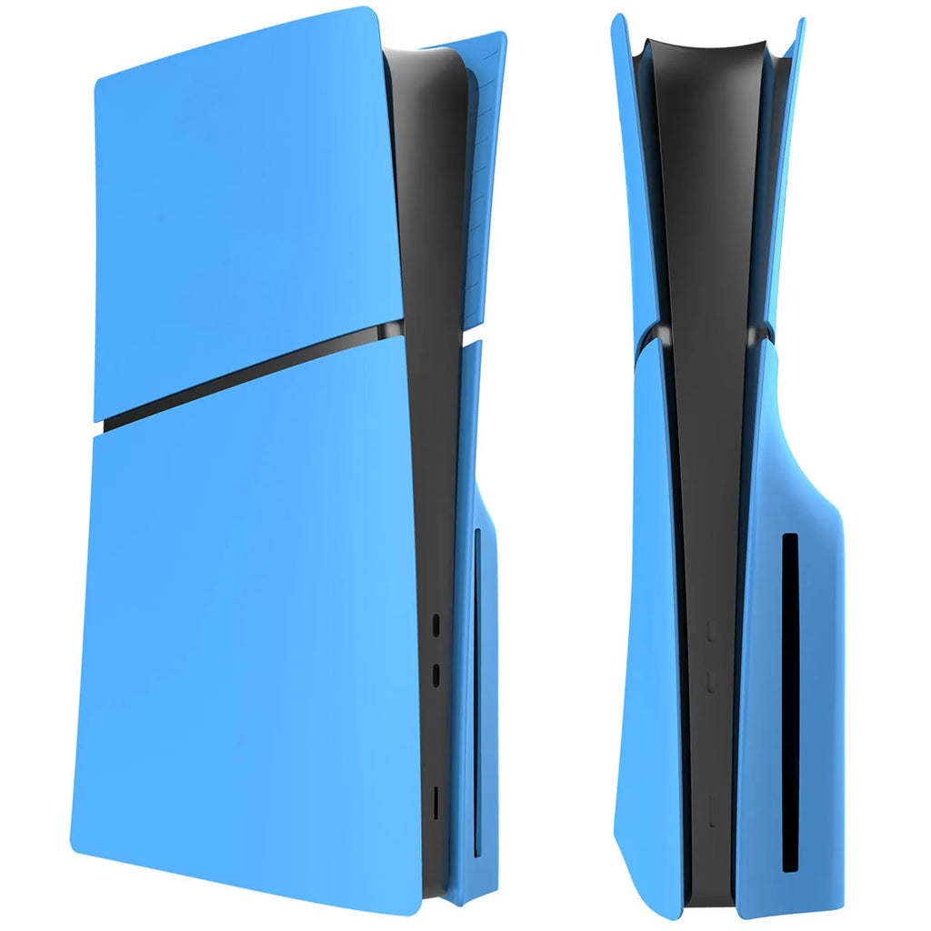 PS5 Slim replacement protective shell in ABS plastic showing four-piece construction for console customisation