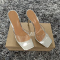 Women's black and silver high heels with PVC soles in sizes 34 to 43