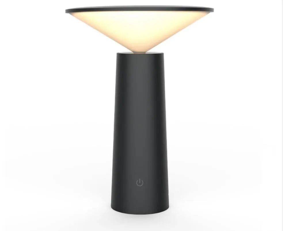 Black and white USB LED table lamp with touch sensor and flip head showing 36 LED light source