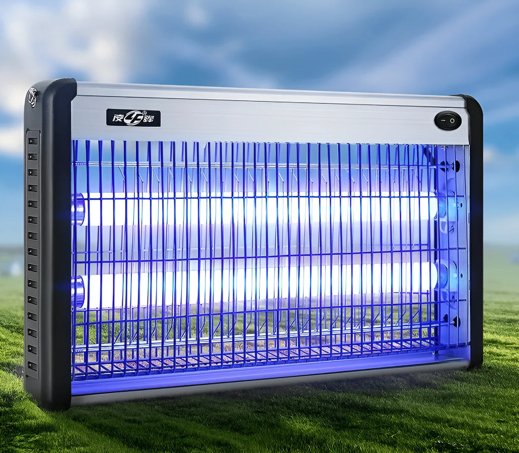 Electric mosquito killing lamp with protective grid and light tube for indoor pest control