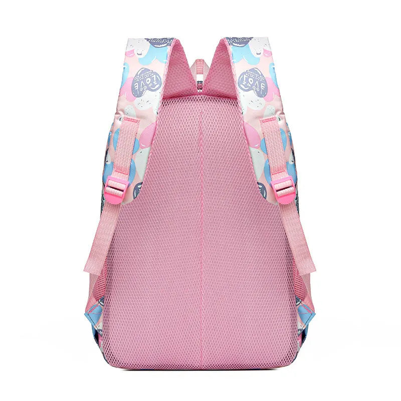 Student schoolbag with air pillow belt system in Oxford cloth, showing large capacity design