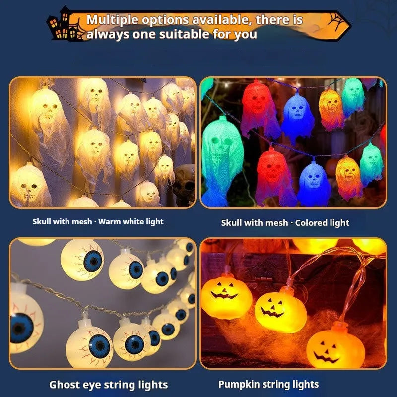 Halloween coloured LED light strings with battery box for indoor wall decoration