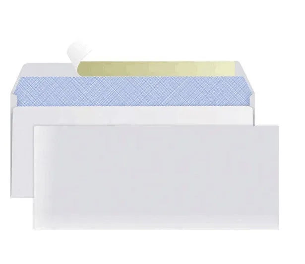 Blue anti-opening confidential envelope measuring 105x240mm with self-adhesive closure