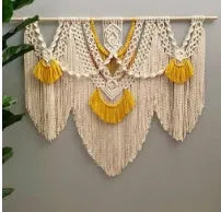 Nordic style creamy white cotton tapestry hand woven textile 120cm by 95cm rectangle wall hanging