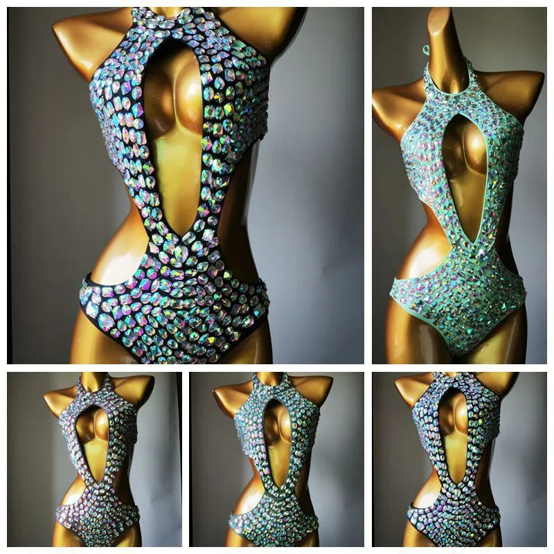 Women's one-piece mesh diamond swimsuit in nylon fabric, shown in available colours.