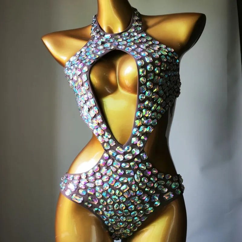 Women's one-piece mesh diamond swimsuit in nylon fabric, shown in available colours.