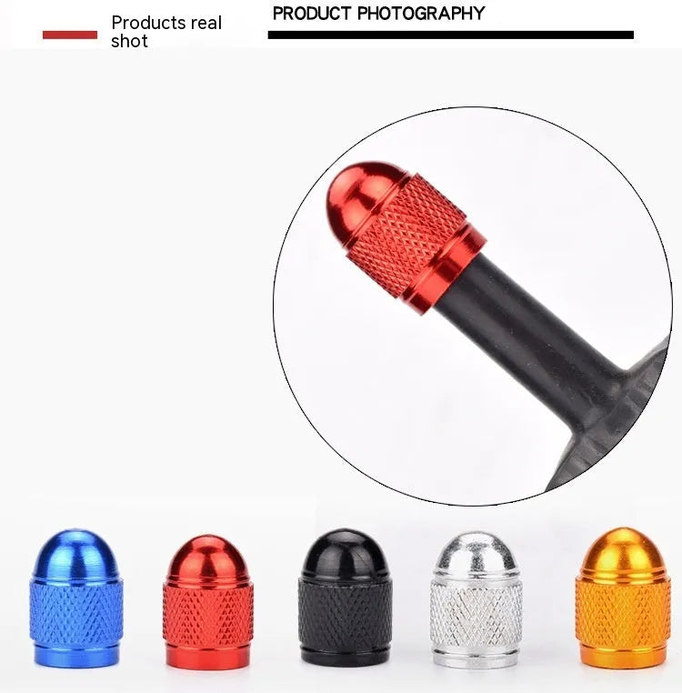 Aluminium mountain bike tyre valve cap in choice of colours showing American thread.