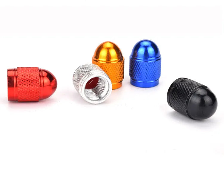 Aluminium mountain bike tyre valve cap in choice of colours showing American thread.